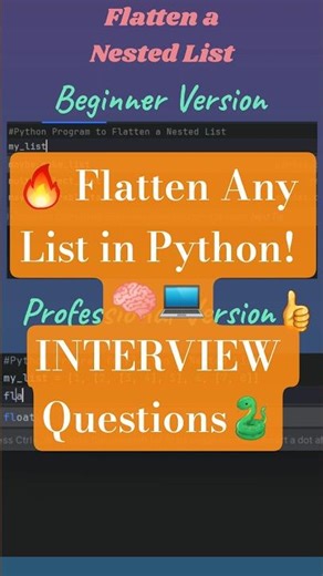 Flatten a Nested List in Python 🐍 | Smart Trick Explained! | Interview Questions #pythonprogram