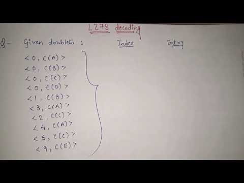 16. lz78 encoding and decoding example | LZ2 DECODING : adaptive dictionary in data compression