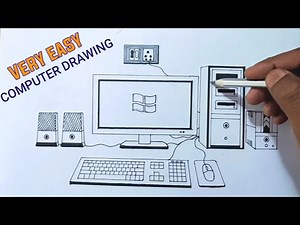 How to draw computer easy way/ Desktop computer drawing. #computerdrawing