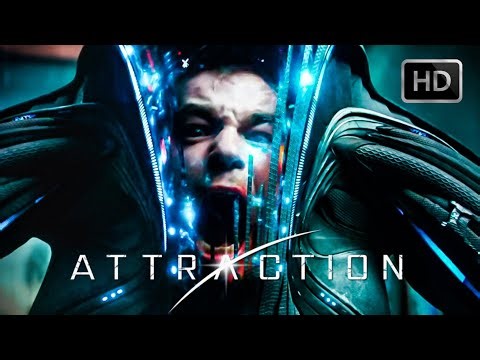 Attraction | Final battle. Alien humanoid fights angry man in futuristic robotic suit of armor.