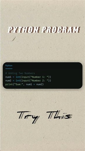 👉 Python Program 1️⃣ | 2 Numbers Add Kaise Kare? | Python Short