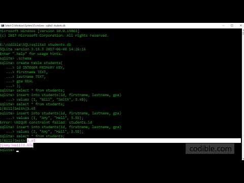 Codible SQLite video 2: Quickly create a simple table in a database (SQLite3)