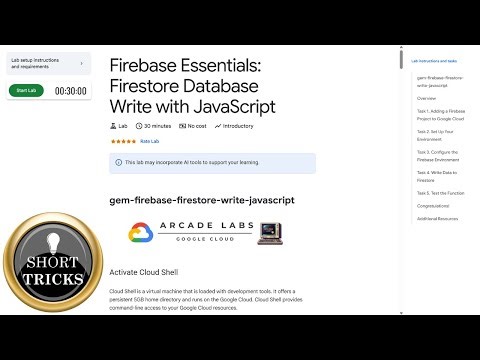 Firebase Essentials: Firestore Database Write with JavaScript | #arcade | #qwiklabs | #solution