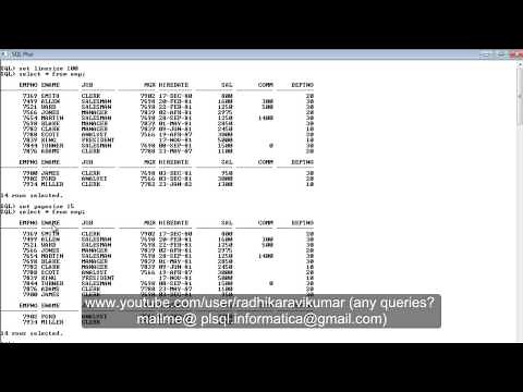 SQLPLUS: LineSize & PageSize