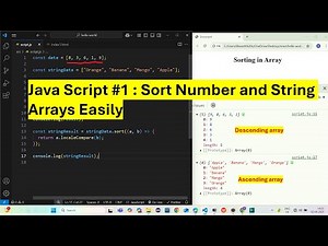 Java Script #1 - Sort Number and String Arrays into Ascending and Descending Order #bharathedutech