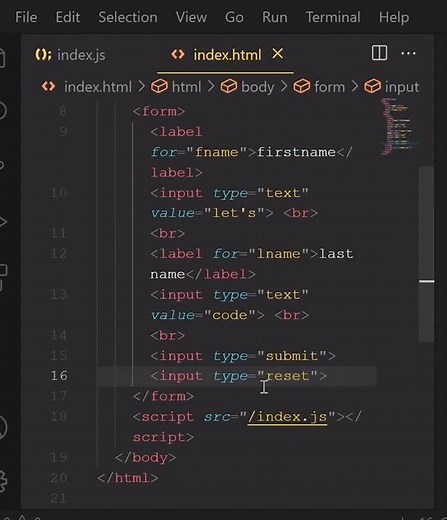 input type reset | HTML Basics | Frontend #html #css#newvideo #shorts#shortvideo#trending#javascript