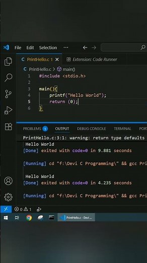 ✅ How to Print "Hello, World!" in C | Beginner C Programming Tutorial #shorts #codingbat #ytshorts