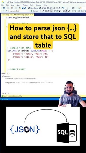 How to store Json data as rows and columns inside SQL table #sql #sqlqueries #shorts #coding #json