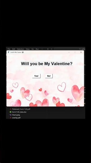 Funny Valentine Game in Python 😂❤️ | NO Button Runs Away (Tkinter Project) #python #valentinesday