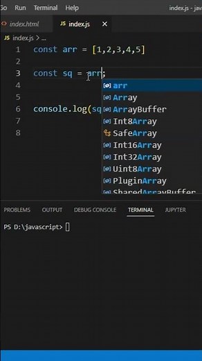 using map() find the square of array element in javascript #javascript