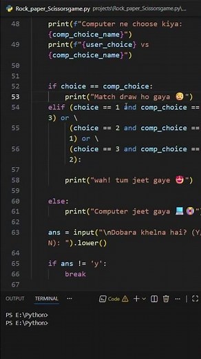 Rock Paper Scissors Game in Python for Beginners step by step tutorial #codegames #python
