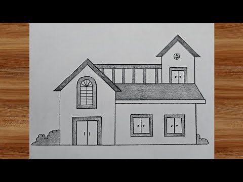 House Drawing 🏠 | How to draw a beautiful house | Draw house | House sketch