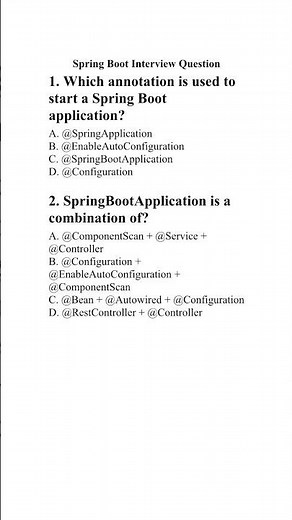 Spring Boot Annotations MCQ | @SpringBootApplication Explained | Interview Question #javainterview