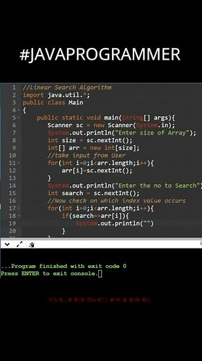 #7. Linear Search Algorithm || Java Program #javaprogrammer #codingislife