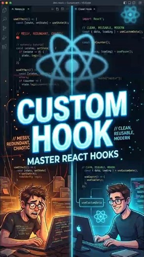 Custom Hooks Explained in hindi ⚡ Stop Repeating Code in React 🔥| #reactjs #shorts #viral #trending