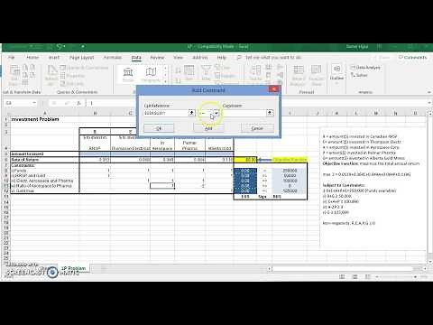 Using Solver in Excel (Office 365) to solve Linear Programming Problem.