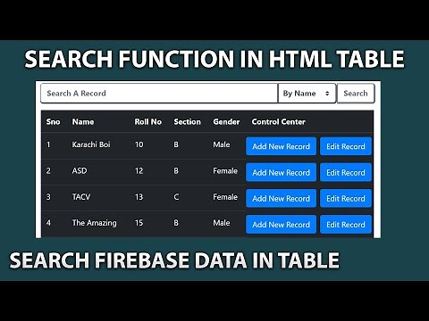 SEARCH Function in HTML Table | Firebase Database Javascript