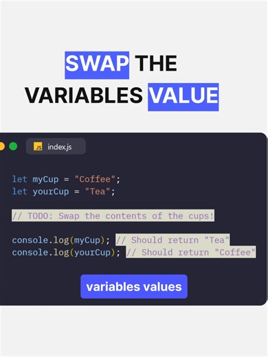 2 solutions you can use to swap variable values ​​in JavaScript 🔁 #javascript #coding #programming