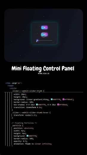 Mini Floating Control Panel 💎 | Glassmorphic HTML CSS JS Project|‪@cs_unlocked‬ #shorts #viral #ui