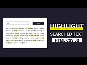 Highlight Search Text in HTML CSS JavaScript | Beginner JavaScript Project Tutorial