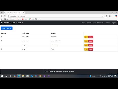 Asp.Net Core MVC Full Project(Library Management System) with Source Code