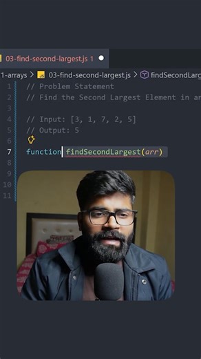 Lovekesh Pal on Instagram: "✅ Find Second Largest Element in Array - JavaScript DSA Series 🔥"