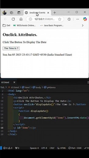 𝐎𝐧𝐜𝐥𝐢𝐜𝐤 𝐀𝐭𝐭𝐫𝐢𝐛𝐮𝐭𝐞𝐬 | #javascript #date #time #js #onclick #attribute #html #css @Educationslearning