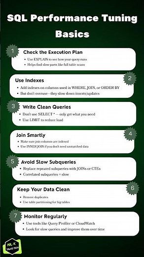 SQL Performance Tuning Techniques for Data Engineers | #sql #dataengineering #performance #tuning