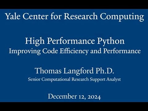 High Performance Python; Improving Code Efficiency and Performance
