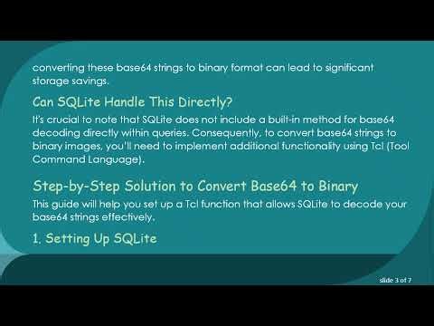 How to Properly Convert Base64 Image Strings to Binary in SQLite