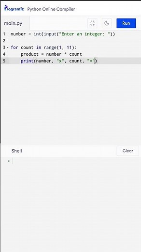 Python Challenge: Multiplication Table | Programiz #Shorts