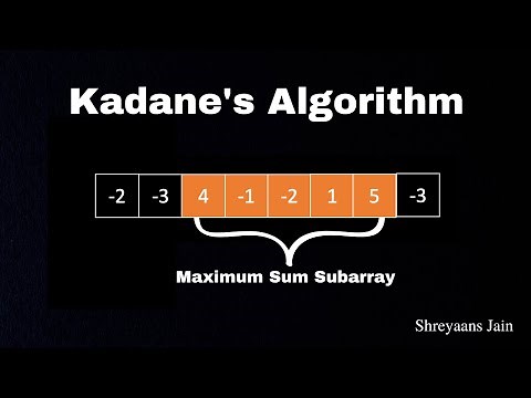 Kadane's Algorithm | Largest Sum Contiguous Subarray | Animation | Intuition