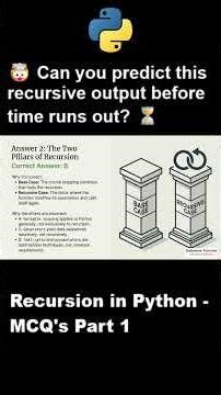 Python MCQ Lecture 13 - Quiz Part 1 - Recursion in Python | DVT101