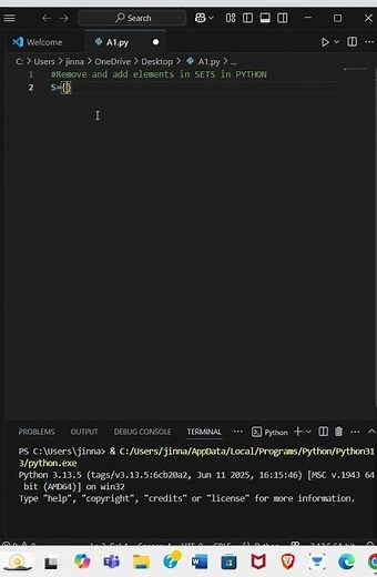 Remove and add elements in SETS in PYTHON