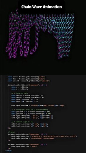 Chain Wave Animation using with HTML CSS and JavaScript 😵‍💫 ll #3danimation #webdesign