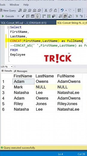 SQL Tricks | Most Useful Function To Concatenate Strings | CONCAT_WS | #summeronshorts