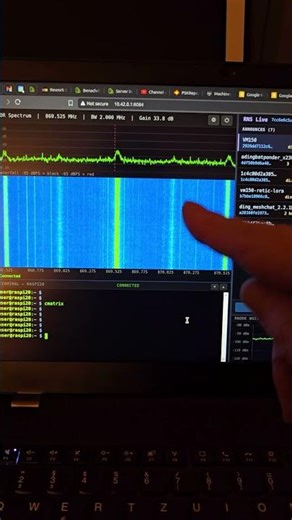 SDR Spectrum Display Notes App and Reticulum LXMF Messenger Served via WiFi from Raspberry Pi Zero