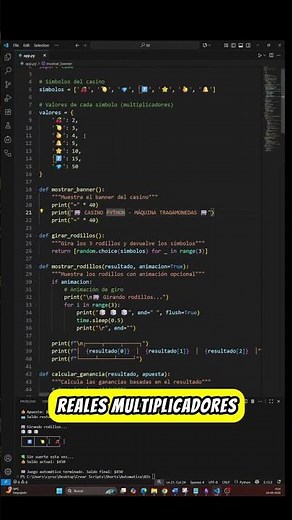 Create a SLOT MACHINE in Python in 60s 🎰⚡ (random + jackpot)