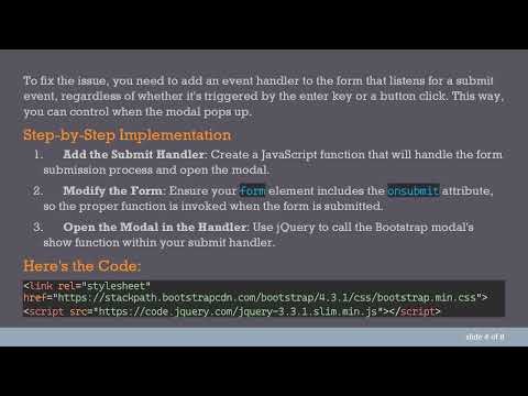 How to Open Bootstrap Modal When Enter is Pressed on a Form