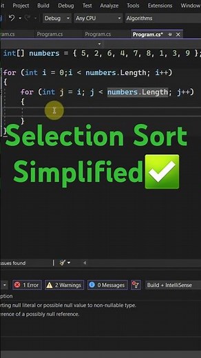 🚀 C# Sorting Algorithm: Selection Sort Made Simple