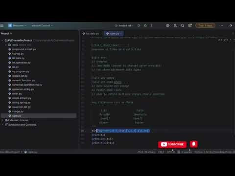 Python Class| Tuples in Python | Lecture 24