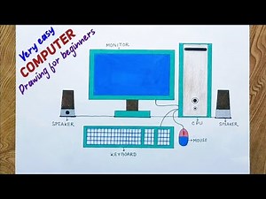 Very easy computer drawing for beginners/How to draw desktop computer step by step so easy