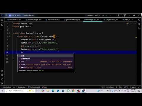 Area of rectangle in java| Data Structures and Algorithms