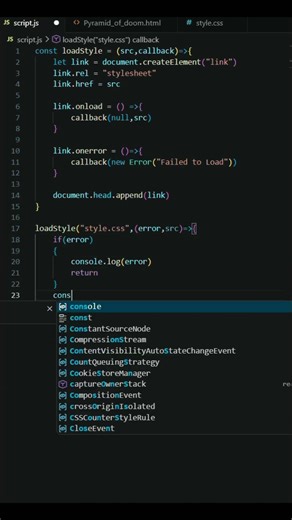 🔥JavaScript Callback Hell Explained in 20 Seconds 🫡 #shorts #callback-hell #pyramid-of-doom 👇