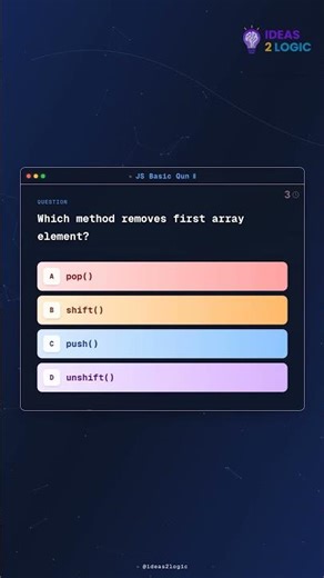 JS Interview Question: Which method removes first array element? #interview