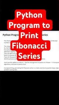 Python Program to Print Fibonacci Series | #python #pythonprogramming