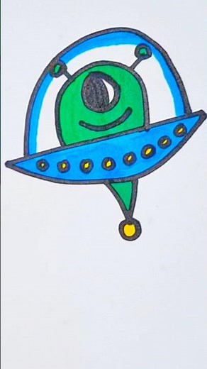 👽 Drawing a Cute Alien in a UFO! 🛸 Easy & Fun for All Ages #Shorts #AlienDrawing #SpaceArt