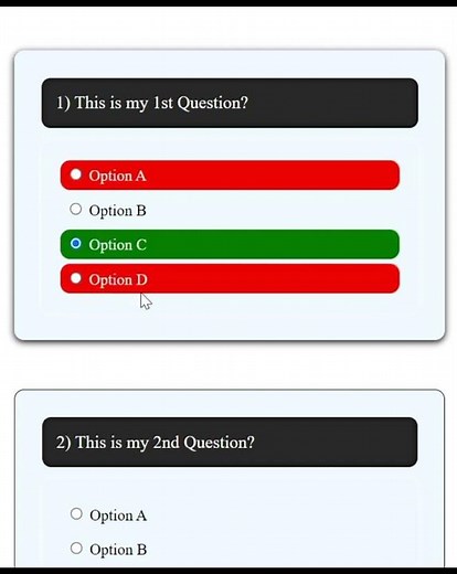 create MCQs using basic HTML, CSS and Javascript with code. #shorts
