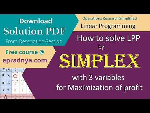 Simplex method linear programming | simplex method for 3 variables | Solution PDF