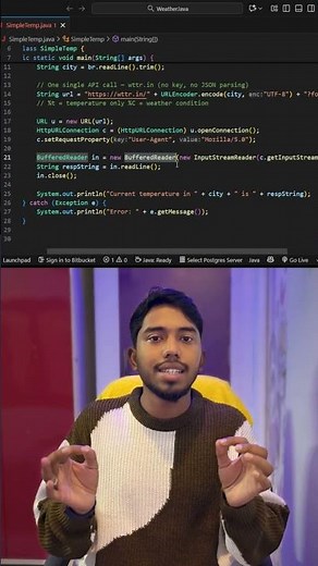 🌧️ Find weather using Java in 60 secs | link in first comment #softwaredeveloper #java #programming